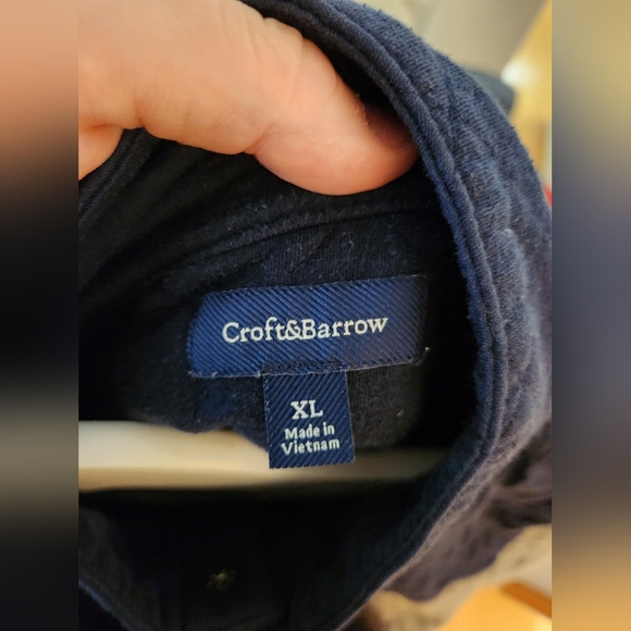 Gray and Navy XL Blue Two Tone Croft and Barrow Quarter Snap Quilted Pullover - Picture 3 of 3